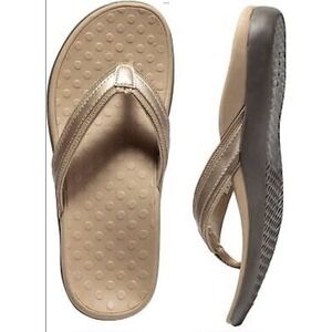 Orthaheel Size 9 Tide Flop Flip Beige Gold Arch Support Sandals Women's Orthotic